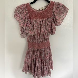 NWOT Loveshackfancy Smocked Pink Ruffle Dress Size XS